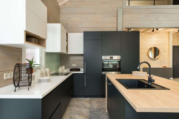grey and wooden modular kitchen grey and wooden modular kitchen